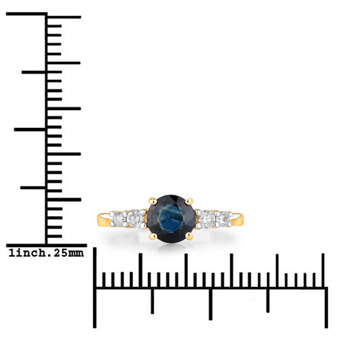 Bids.com 1.38 Carat Genuine Blue Sapphire and White Diamond 14K Yellow Gold Ring Rings White Smoke size 6.00,size 7.00,size 8.00