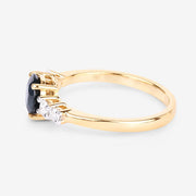 Bids.com 1.38 Carat Genuine Blue Sapphire and White Diamond 14K Yellow Gold Ring Rings White Smoke size 6.00,size 7.00,size 8.00
