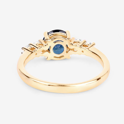 Bids.com 1.38 Carat Genuine Blue Sapphire and White Diamond 14K Yellow Gold Ring Rings White Smoke size 6.00,size 7.00,size 8.00