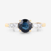 Bids.com 1.38 Carat Genuine Blue Sapphire and White Diamond 14K Yellow Gold Ring Rings White Smoke size 6.00,size 7.00,size 8.00