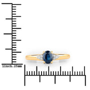 Bids.com 0.84 Carat Genuine Blue Sapphire and White Diamond 14K Yellow Gold Ring Rings White Smoke size 6.00,size 7.00,size 8.00
