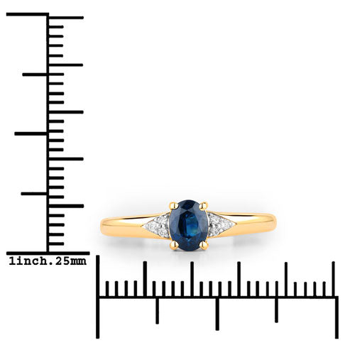 Bids.com 0.84 Carat Genuine Blue Sapphire and White Diamond 14K Yellow Gold Ring Rings White Smoke size 6.00,size 7.00,size 8.00