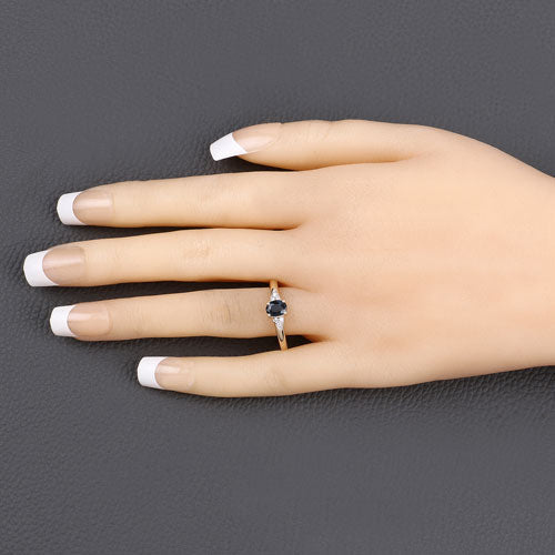 Bids.com 0.84 Carat Genuine Blue Sapphire and White Diamond 14K Yellow Gold Ring Rings Peach Puff size 6.00,size 7.00,size 8.00