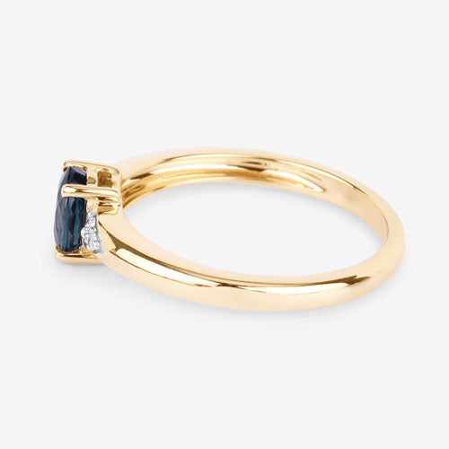 Bids.com 0.84 Carat Genuine Blue Sapphire and White Diamond 14K Yellow Gold Ring Rings White Smoke size 6.00,size 7.00,size 8.00