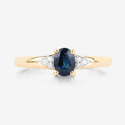 Bids.com 0.84 Carat Genuine Blue Sapphire and White Diamond 14K Yellow Gold Ring Rings White Smoke size 6.00,size 7.00,size 8.00