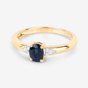 Bids.com 0.84 Carat Genuine Blue Sapphire and White Diamond 14K Yellow Gold Ring Rings White Smoke size 6.00,size 7.00,size 8.00