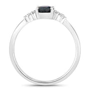 Bids.com 0.84 Carat Genuine Blue Sapphire and White Diamond 14K White Gold Ring Rings White Smoke size 6.00,size 7.00,size 8.00