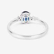 Bids.com 0.84 Carat Genuine Blue Sapphire and White Diamond 14K White Gold Ring Rings White Smoke size 6.00,size 7.00,size 8.00