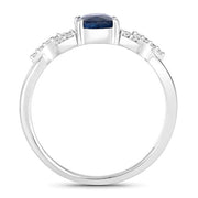 Bids.com 1.12 Carat Genuine Blue Sapphire and White Diamond 14K White Gold Ring Rings White Smoke size 6.00,size 7.00,size 8.00