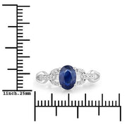 Bids.com 1.12 Carat Genuine Blue Sapphire and White Diamond 14K White Gold Ring Rings White Smoke size 6.00,size 7.00,size 8.00