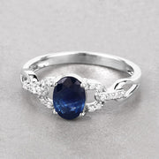 Bids.com 1.12 Carat Genuine Blue Sapphire and White Diamond 14K White Gold Ring Rings Gray size 6.00,size 7.00,size 8.00