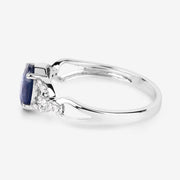 Bids.com 1.12 Carat Genuine Blue Sapphire and White Diamond 14K White Gold Ring Rings White Smoke size 6.00,size 7.00,size 8.00