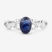 Bids.com 1.12 Carat Genuine Blue Sapphire and White Diamond 14K White Gold Ring Rings White Smoke size 6.00,size 7.00,size 8.00
