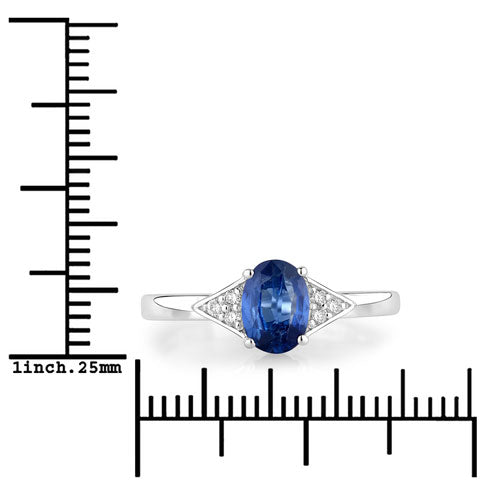 Bids.com 1.01 Carat Genuine Blue Sapphire and White Diamond 14K White Gold Ring Rings White Smoke size 6.00,size 7.00,size 8.00