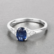 Bids.com 1.01 Carat Genuine Blue Sapphire and White Diamond 14K White Gold Ring Rings Gray size 6.00,size 7.00,size 8.00