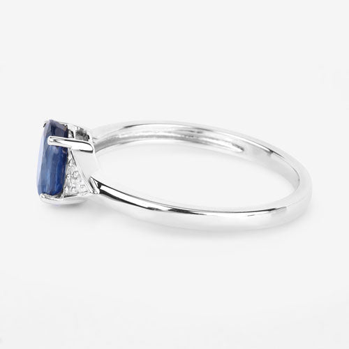 Bids.com 1.01 Carat Genuine Blue Sapphire and White Diamond 14K White Gold Ring Rings White Smoke size 6.00,size 7.00,size 8.00