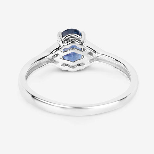 Bids.com 1.01 Carat Genuine Blue Sapphire and White Diamond 14K White Gold Ring Rings White Smoke size 6.00,size 7.00,size 8.00