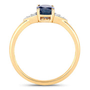 Bids.com 1.01 Carat Genuine Blue Sapphire and White Diamond 14K Yellow Gold Ring Rings White Smoke size 6.00,size 7.00,size 8.00