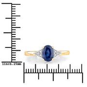 Bids.com 1.01 Carat Genuine Blue Sapphire and White Diamond 14K Yellow Gold Ring Rings White Smoke size 6.00,size 7.00,size 8.00