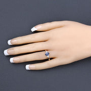 Bids.com 1.01 Carat Genuine Blue Sapphire and White Diamond 14K Yellow Gold Ring Rings Wheat size 6.00,size 7.00,size 8.00
