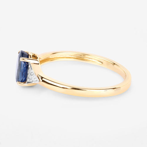 Bids.com 1.01 Carat Genuine Blue Sapphire and White Diamond 14K Yellow Gold Ring Rings White Smoke size 6.00,size 7.00,size 8.00