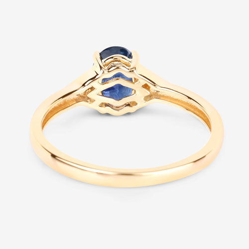 Bids.com 1.01 Carat Genuine Blue Sapphire and White Diamond 14K Yellow Gold Ring Rings White Smoke size 6.00,size 7.00,size 8.00