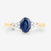 Bids.com 1.01 Carat Genuine Blue Sapphire and White Diamond 14K Yellow Gold Ring Rings White Smoke size 6.00,size 7.00,size 8.00