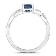 Bids.com 1.04 Carat Genuine Blue Sapphire and White Diamond 14K White Gold Ring Rings White Smoke size 6.00,size 7.00,size 8.00
