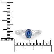 Bids.com 1.04 Carat Genuine Blue Sapphire and White Diamond 14K White Gold Ring Rings White Smoke size 6.00,size 7.00,size 8.00