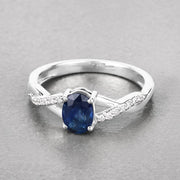 Bids.com 1.04 Carat Genuine Blue Sapphire and White Diamond 14K White Gold Ring Rings Gray size 6.00,size 7.00,size 8.00