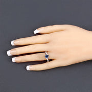 Bids.com 1.04 Carat Genuine Blue Sapphire and White Diamond 14K White Gold Ring Rings Peach Puff size 6.00,size 7.00,size 8.00