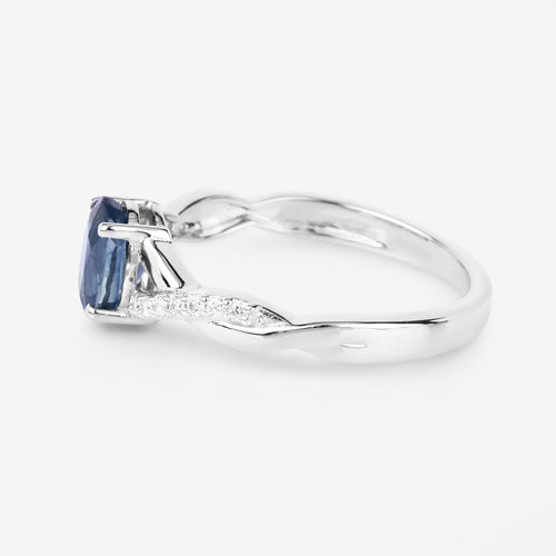 Bids.com 1.04 Carat Genuine Blue Sapphire and White Diamond 14K White Gold Ring Rings Lavender size 6.00,size 7.00,size 8.00