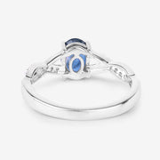 Bids.com 1.04 Carat Genuine Blue Sapphire and White Diamond 14K White Gold Ring Rings White Smoke size 6.00,size 7.00,size 8.00