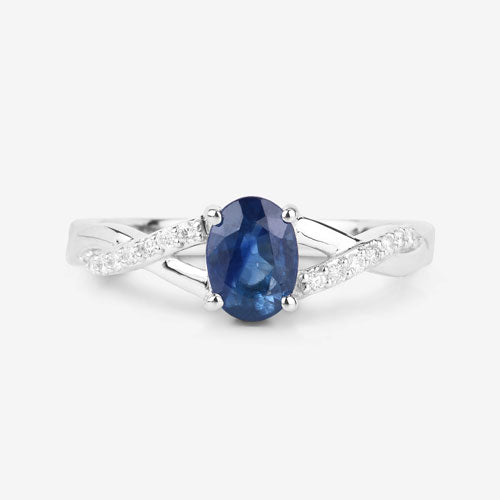 Bids.com 1.04 Carat Genuine Blue Sapphire and White Diamond 14K White Gold Ring Rings Lavender size 6.00,size 7.00,size 8.00