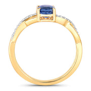 Bids.com 1.04 Carat Genuine Blue Sapphire and White Diamond 14K Yellow Gold Ring Rings White Smoke size 6.00,size 7.00,size 8.00