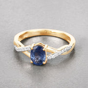 Bids.com 1.04 Carat Genuine Blue Sapphire and White Diamond 14K Yellow Gold Ring Rings Gray size 6.00,size 7.00,size 8.00