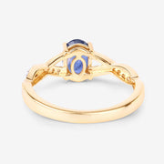 Bids.com 1.04 Carat Genuine Blue Sapphire and White Diamond 14K Yellow Gold Ring Rings White Smoke size 6.00,size 7.00,size 8.00