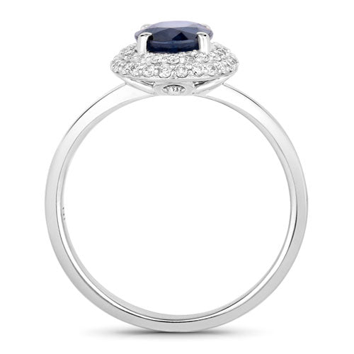 Bids.com 1.84 Carat Genuine Blue Sapphire and White Diamond 14K White Gold Ring Rings White Smoke size 6.00,size 7.00,size 8.00