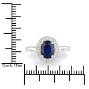 Bids.com 1.84 Carat Genuine Blue Sapphire and White Diamond 14K White Gold Ring Rings White Smoke size 6.00,size 7.00,size 8.00