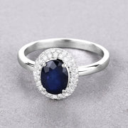 Bids.com 1.84 Carat Genuine Blue Sapphire and White Diamond 14K White Gold Ring Rings Gray size 6.00,size 7.00,size 8.00