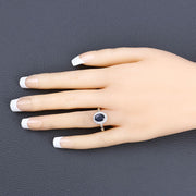 Bids.com 1.84 Carat Genuine Blue Sapphire and White Diamond 14K White Gold Ring Rings Bisque size 6.00,size 7.00,size 8.00