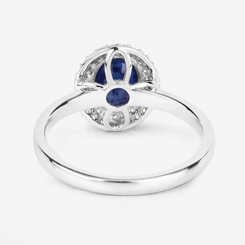 Bids.com 1.84 Carat Genuine Blue Sapphire and White Diamond 14K White Gold Ring Rings White Smoke size 6.00,size 7.00,size 8.00