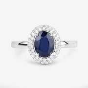 Bids.com 1.84 Carat Genuine Blue Sapphire and White Diamond 14K White Gold Ring Rings White Smoke size 6.00,size 7.00,size 8.00