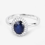Bids.com 1.84 Carat Genuine Blue Sapphire and White Diamond 14K White Gold Ring Rings White Smoke size 6.00,size 7.00,size 8.00