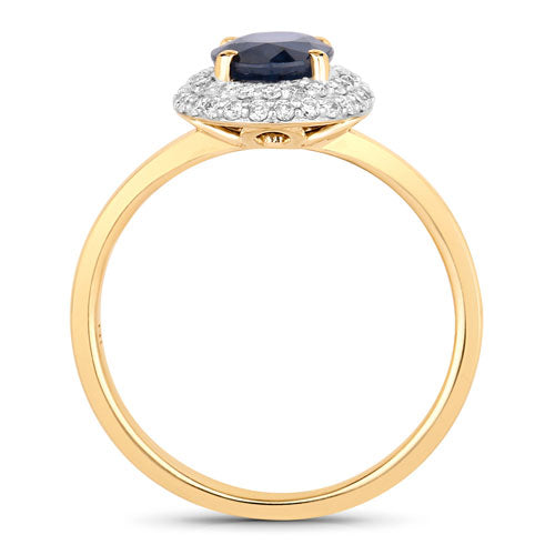 Bids.com 1.84 Carat Genuine Blue Sapphire and White Diamond 14K Yellow Gold Ring Rings White Smoke size 6.00,size 7.00,size 8.00