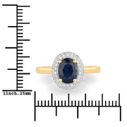 Bids.com 1.84 Carat Genuine Blue Sapphire and White Diamond 14K Yellow Gold Ring Rings White Smoke size 6.00,size 7.00,size 8.00