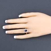 Bids.com 1.84 Carat Genuine Blue Sapphire and White Diamond 14K Yellow Gold Ring Rings Bisque size 6.00,size 7.00,size 8.00