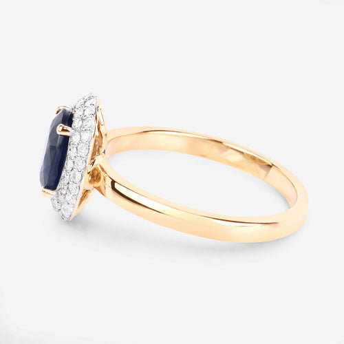 Bids.com 1.84 Carat Genuine Blue Sapphire and White Diamond 14K Yellow Gold Ring Rings White Smoke size 6.00,size 7.00,size 8.00
