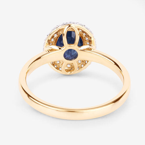 Bids.com 1.84 Carat Genuine Blue Sapphire and White Diamond 14K Yellow Gold Ring Rings White Smoke size 6.00,size 7.00,size 8.00