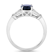 Bids.com 1.62 Carat Genuine Blue Sapphire and White Diamond 14K White Gold Ring Rings White Smoke size 6.00,size 7.00,size 8.00